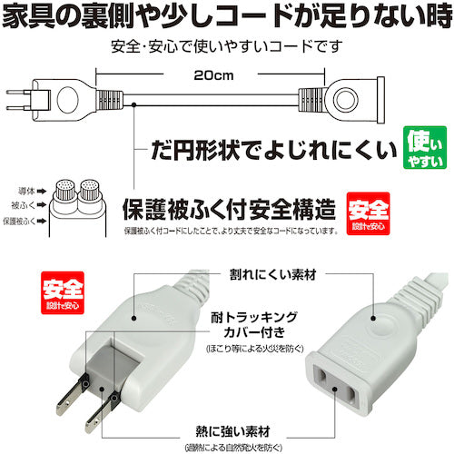 ＥＬＰＡ　ちょっとコード　０．２Ｍ　１５Ａ　W-1502NB(W)　1 個