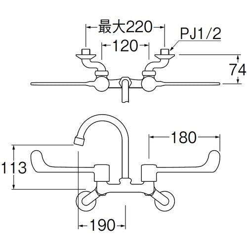 ＳＡＮＥＩ　ツーバルブ混合栓　K211H-1-13　1 台