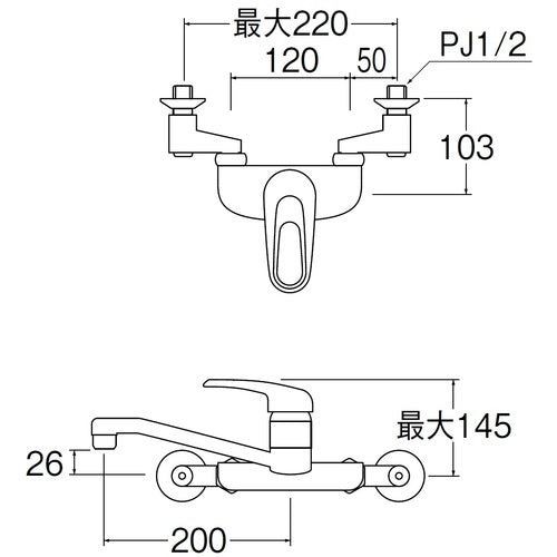 ＳＡＮＥＩ　シングル混合栓　K2710E-3U-13　1 台