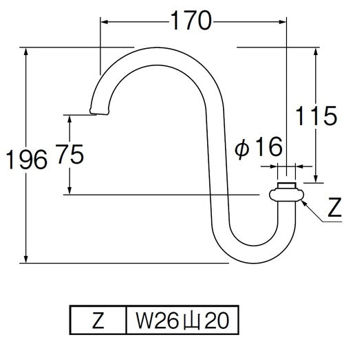 ＳＡＮＥＩ　ツル首自在パイプ　PA160-60X-16　1 個
