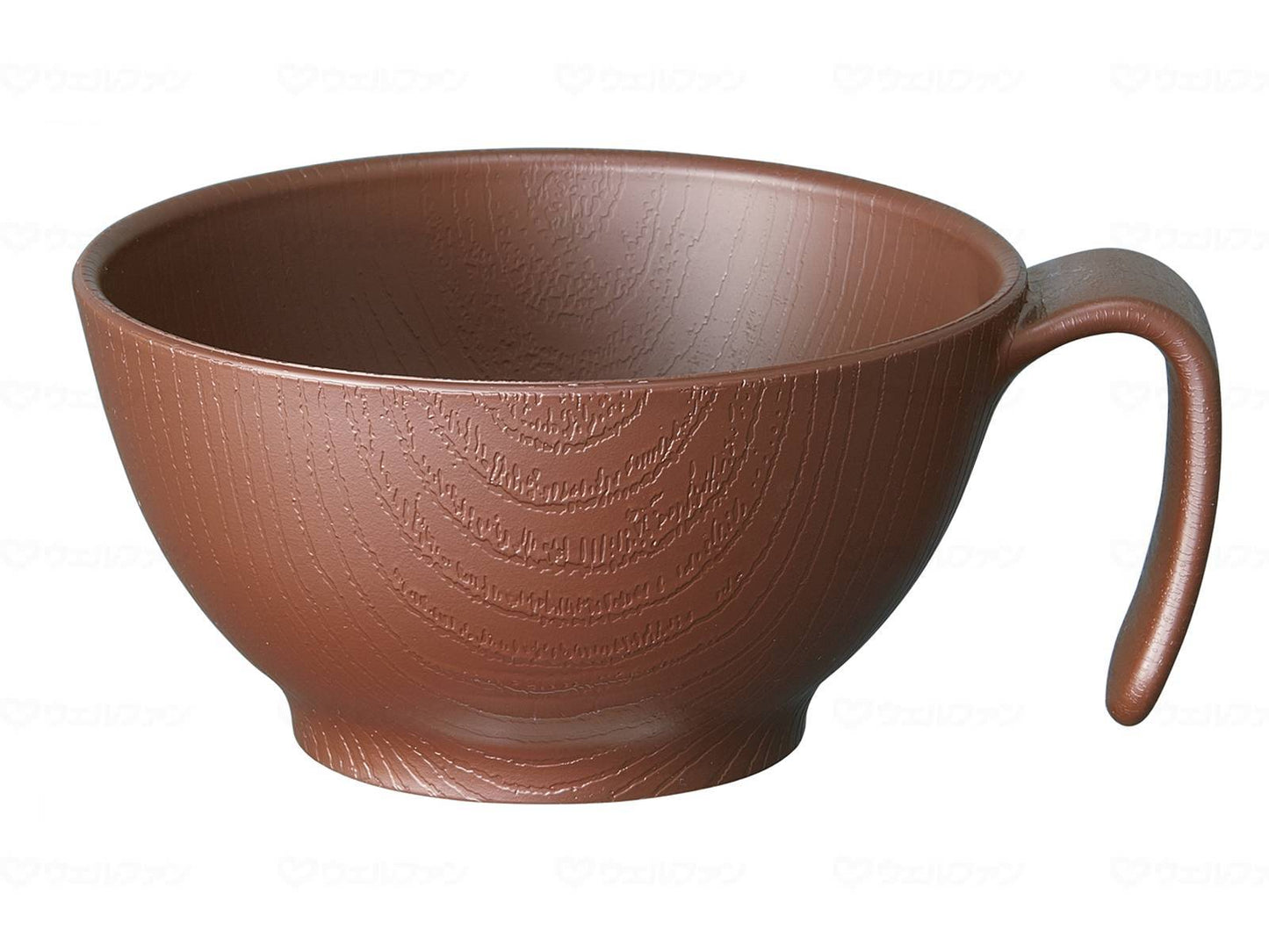 Skater Wood Grain Easy-to-Hold Soup Bowl with Handle Brown Soup Bowl with Handle