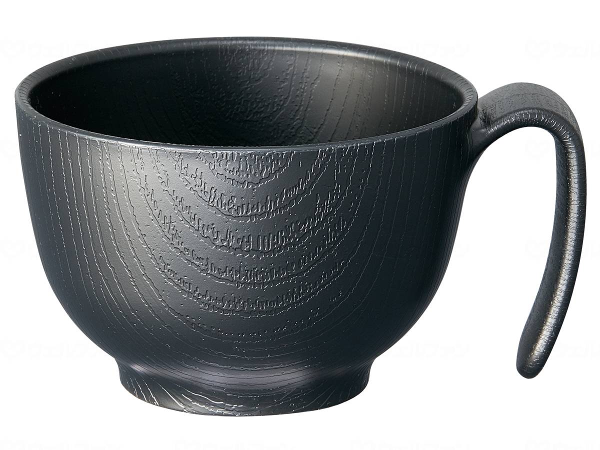 スケーター木目持ちやすい茶碗ﾊﾝﾄﾞﾙ付 ﾌﾞﾗｯｸ 茶碗ﾊﾝﾄﾞﾙ付