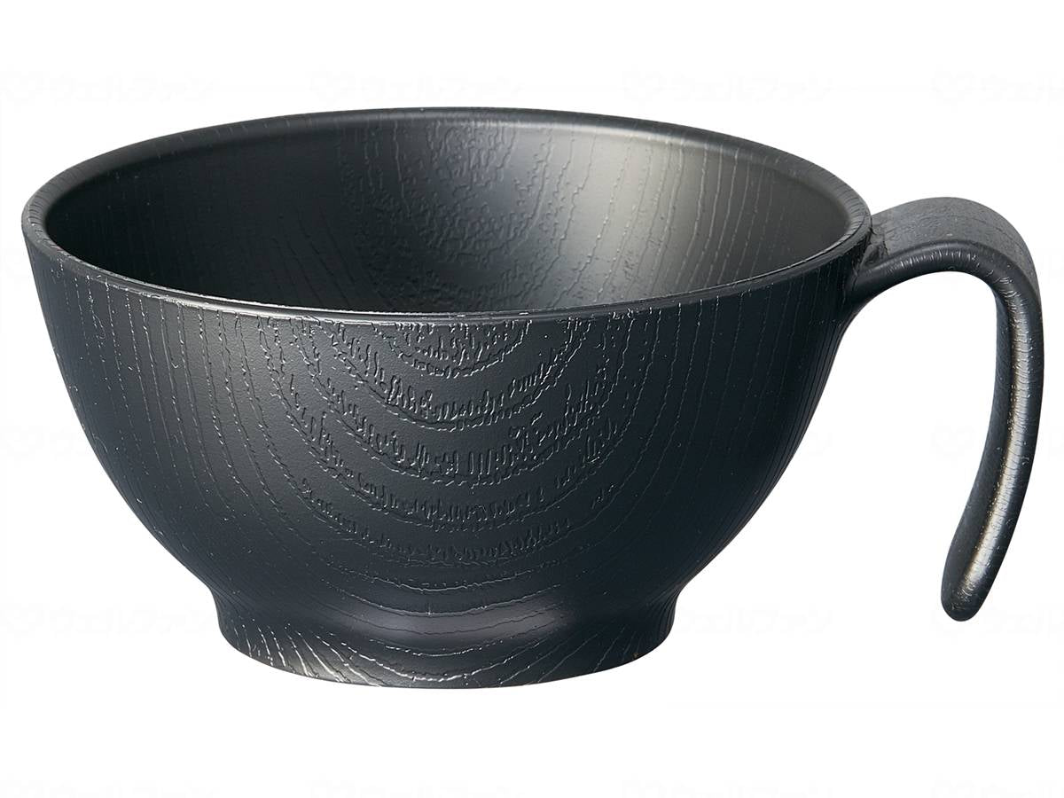 スケーター木目持ちやすい汁碗ﾊﾝﾄﾞﾙ付 ﾌﾞﾗｯｸ 汁椀ﾊﾝﾄﾞﾙ付