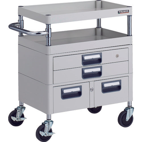 TRUSCO Tool Wagon Phoenix Wagon Antibacterial, Noise-reducing, 600 x 400 x H740, with Drawer, White, PEW-762XW-W, 1 Unit