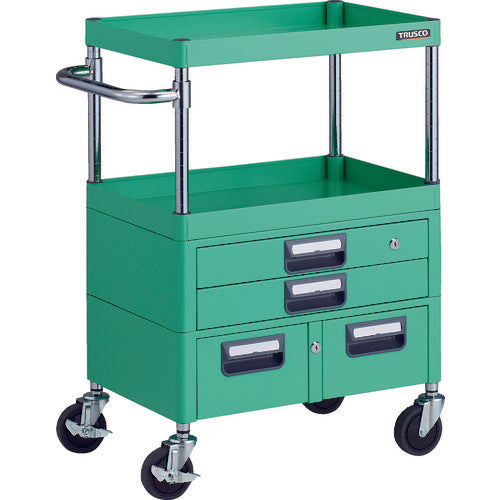 TRUSCO Tool Wagon Phoenix Wagon Antibacterial Noise-reducing 600 x 400 x H880 with Drawer Young Green PEW-962XW-YG 1 Unit