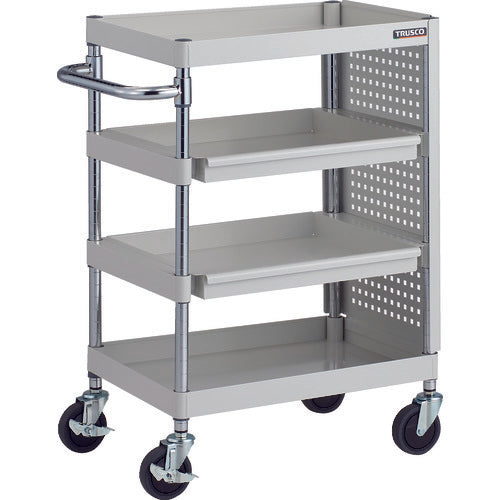 TRUSCO Tool Wagon Phoenix Wagon Antibacterial, Low-noise, 600 x 400, 2-tier sliding, with side panels, White, PEW-962M2PL-W, 1 unit
