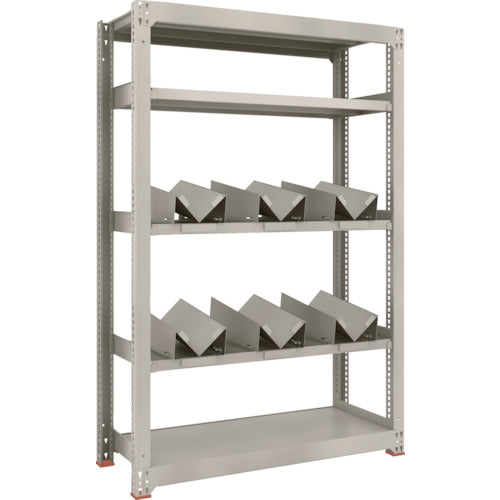 ＴＲＵＳＣＯ　一斗缶ラック　スチールラック　Ｍ３型中量棚　Ｗ１２００×Ｄ４７１×Ｈ１８００　５段　単体　缶受×６付　M3-6455-KU6　1 台