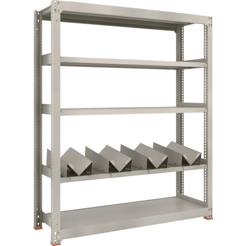 ＴＲＵＳＣＯ　一斗缶ラック　スチールラック　Ｍ３型中量棚　Ｗ１５００×Ｄ４７１×Ｈ１８００　５段　単体　缶受×４付　M3-6555-KU4　1 台