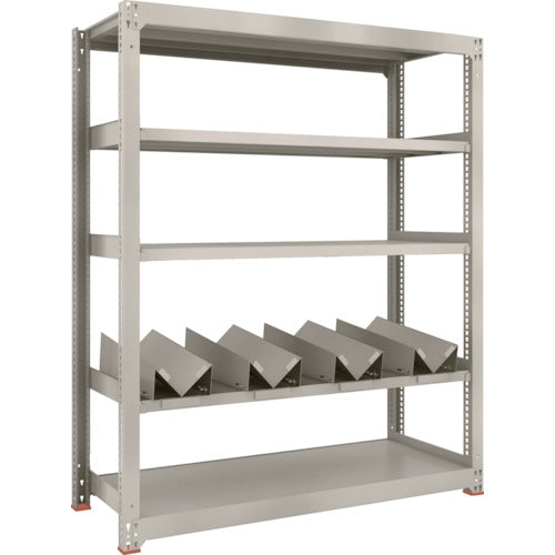 ＴＲＵＳＣＯ　一斗缶ラック　スチールラック　Ｍ３型中量棚　Ｗ１５００×Ｄ５７１×Ｈ１８００　５段　単体　缶受×４付　M3-6565-KU4　1 台