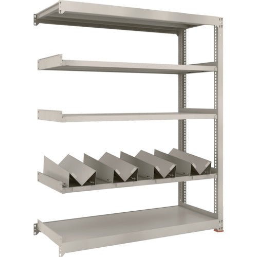 ＴＲＵＳＣＯ　一斗缶ラック　スチールラック　Ｍ３型中量棚　Ｗ１５００×Ｄ５７１×Ｈ１８００　５段　連結　缶受×４付　M3-6565-KU4B　1 台