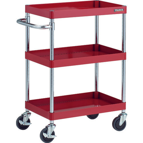 TRUSCO Tool Wagon Phoenix Wagon, Noise-reducing, 600 x 400 x H880, 3 Tiers, Red, PEW-963-R, 1 Unit
