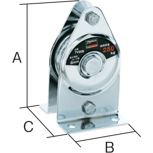 TRUSCCO 고정 풀리 갇힌 형 1 차 베어링 포함 TV50B 1 개