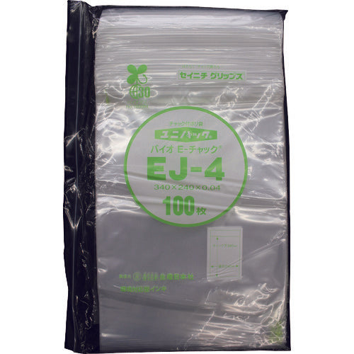 セイニチ　「ユニパック」バイオＥチャック規格品（チャック付ポリエチレン袋）　ＥＪ−４　３４０×２４０×０．０４　EJ-4-100　1 袋