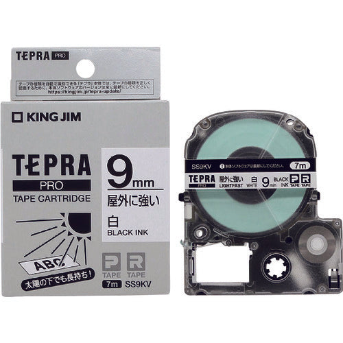 KING JIM [Genuine] "Tepra" PRO tape 9mm Outdoor-resistant label/white label/black text 7m length SS9KV 1 piece
