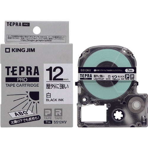 KING JIM [Genuine] "Tepra" PRO tape 12mm Outdoor-resistant label/white label/black text 7m long SS12KV 1 unit