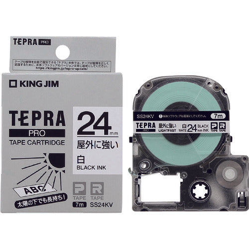 KING JIM [Genuine] "Tepra" PRO tape 24mm Outdoor-resistant label/white label/black text 7m long SS24KV 1 piece