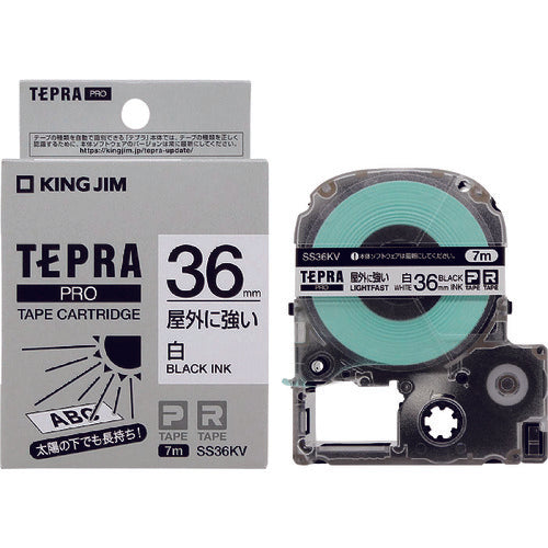 KING JIM [Genuine] "Tepra" PRO tape 36mm Outdoor-resistant label/white label/black text 7m long SS36KV 1 piece