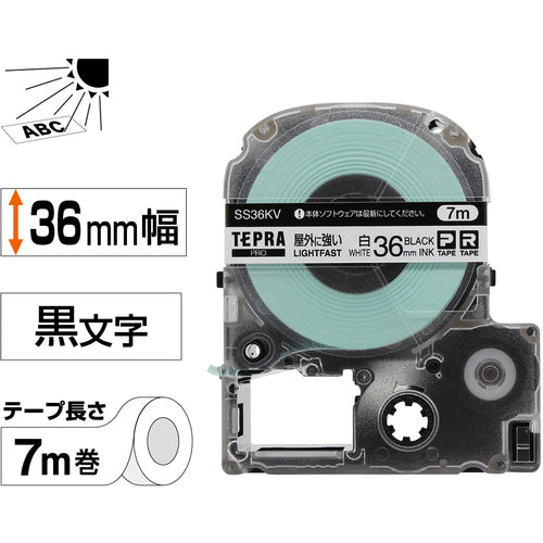 ＫＩＮＧ　ＪＩＭ　【純正】「テプラ」ＰＲＯテープ　３６ｍｍ　屋外に強いラベル／白ラベル／黒文字　長さ７ｍ　SS36KV　1 個