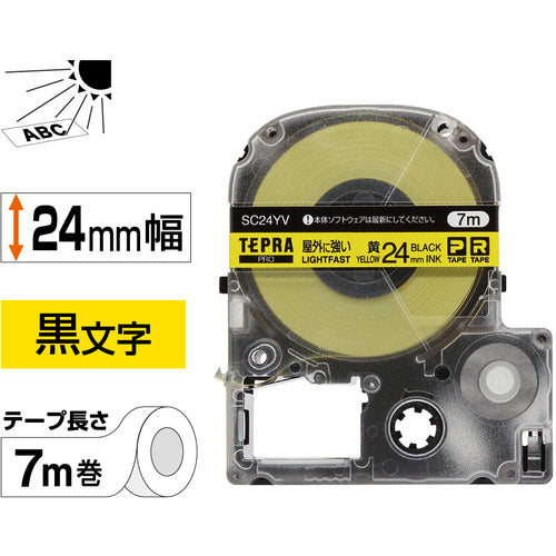 ＫＩＮＧ　ＪＩＭ　【純正】「テプラ」ＰＲＯテープ　２４ｍｍ　屋外に強いラベル／黄ラベル／黒文字　長さ７ｍ　SC24YV　1 個