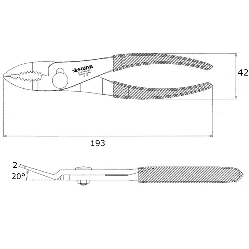 フジ矢　薄型コンビネーションプライヤー（黒金・ベント）　全長１９３ｍｍ　210-190-BG　1 丁