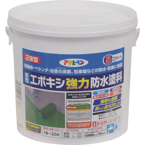 Asahipen Water-Based Epoxy Strong Waterproof Paint 5kg Set White 606396 1 Can