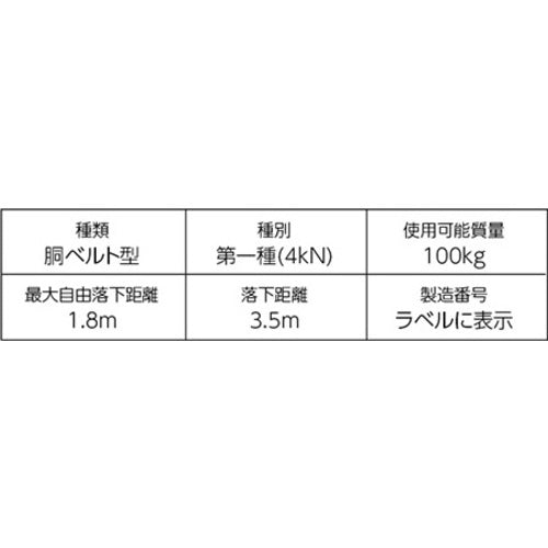 タイタン　カルラックロープ式胴ベルト　ブラック　ＰＲＯ補助ベルト付　PRO-BL　1 本