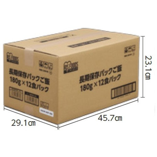 ＩＲＩＳ　【※軽税】３１０６２１　長期保存パックごはん　４袋入り（１袋＝１８０ｇ×１２食パック）　310621　1 箱