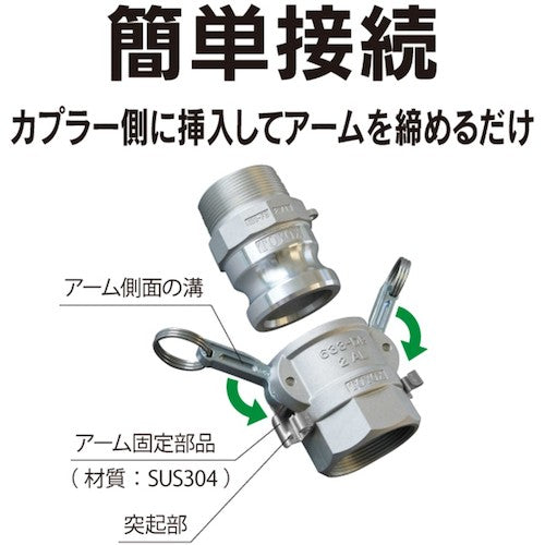 トヨックス　カムロック　アダプター　ホースシャンク　アルミ　６３３−Ｅ　３インチ　ＡＬ　633-E-3-AL　1 個