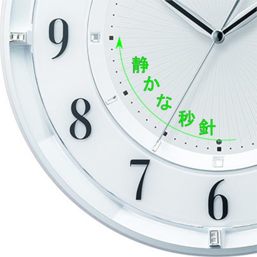 RHYTHM 【매진 폐번】 전파 벽걸이 시계(아날로그 표시) 연속 초침 흰색 Φ296×51mm 8MY551SR03 1개