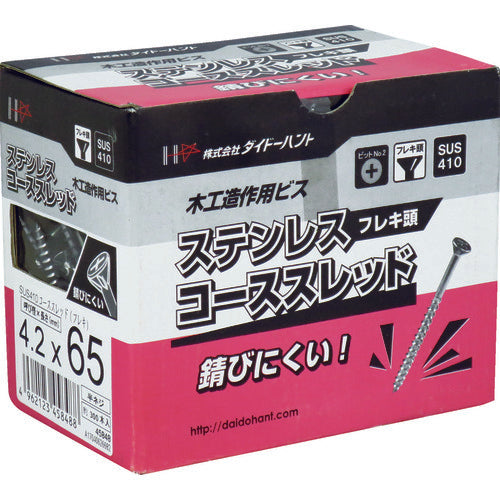 ＤＡＩＤОＨＡＮＴ　ステンレス　（ＳＵＳ４１０）　コーススレッドフレキ　３．８Ｘ２５（１０００本）　00045894　1 箱