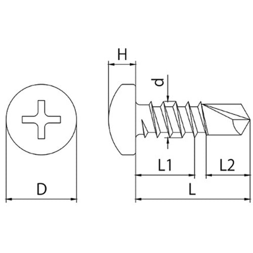 ＤＡＩＤОＨＡＮＴ　ＹＡＩＢＡ　ＪＩＳドリルねじ　ナベ頭　ファインパシべート　４．２ｘ３８　10175503　1 袋