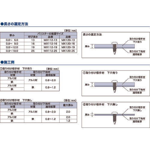 ＭＩＹＡＧＡＷＡ　薄板専用ドリルねじナベ　バリスター　４Ｘ１６　３１本入　MX112-16-PC1　1 袋