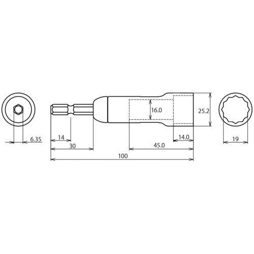 エビ　ストロック　スタンダードソケット　高耐久タイプ　１２角　対辺１９ｍｍ　DSX19　1 個