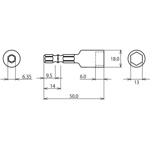 エビ　ヘクスセッター用ソケット“ストロック”　マグネット付　対辺１３ｍｍ　DSHM13　1 個