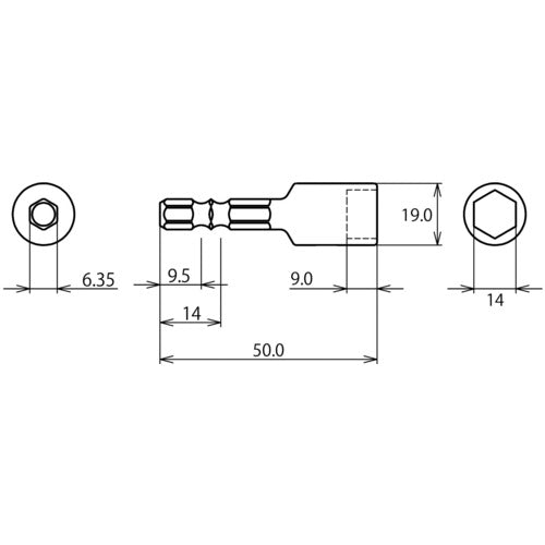 エビ　ストロック　ヘクスセッター用ソケット　対辺１４ｍｍ　DSH14　1 個