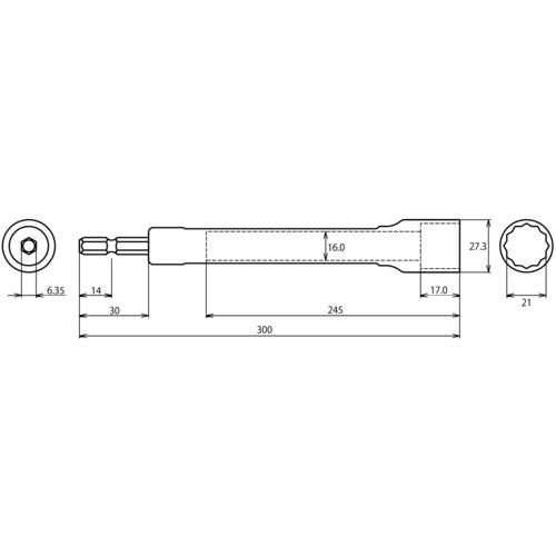 EBI STROK Lightweight ceiling socket, 21mm x 300mm, DSKT213, 1 piece
