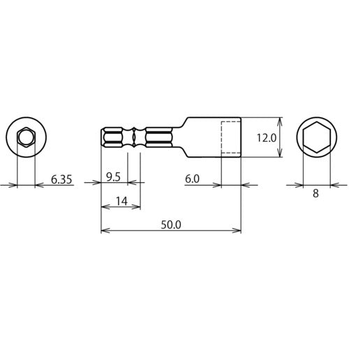 エビ　ストロック　ヘクスセッター用ソケット　対辺８ｍｍ　DSH8　1 個