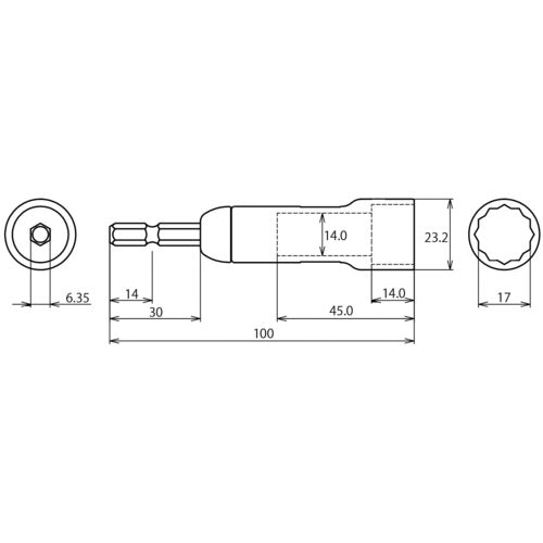 エビ　ストロック　スタンダードソケット　高耐久タイプ　１２角　対辺１７ｍｍ　DSX17　1 個