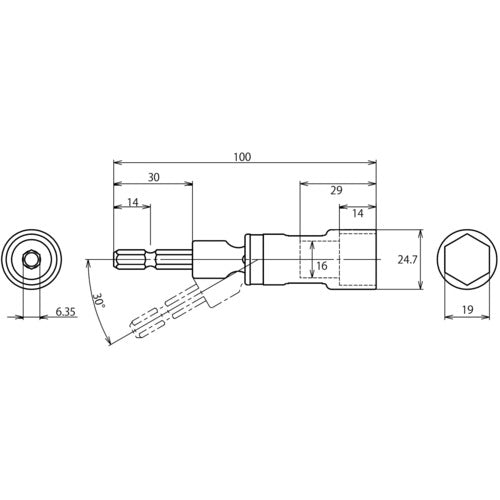 EBI Universal Socket "Stolock" Hexagonal 19mm DSU19S 1 pc