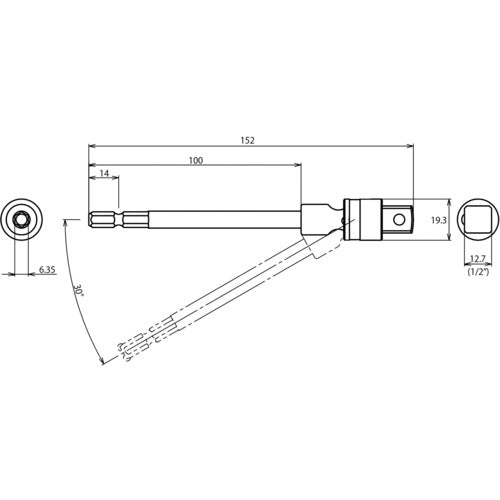 エビ　ストロック　ユニバーサルソケットアダプター　ロングタイプ　差込角１２．７ｍｍ　DSUAL127　1 個