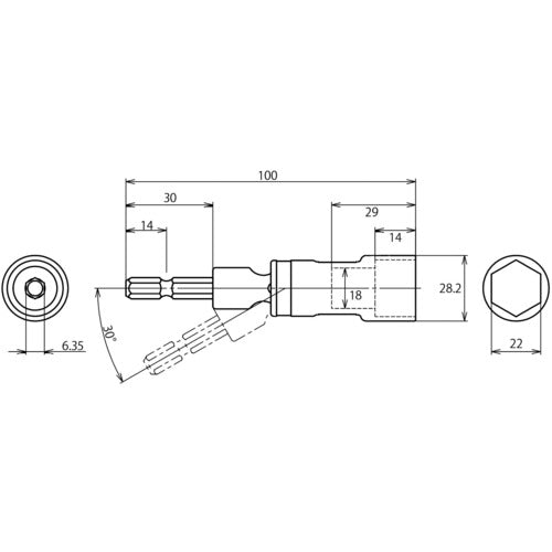 エビ　ユニバーサルソケット“ストロック”　６角　対辺２２ｍｍ　DSU22S　1 個