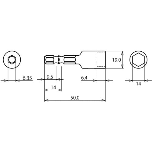 EBI Hex Setter Socket "Stolock" with Magnet, Opposite Side 14mm DSHM14 1 pc