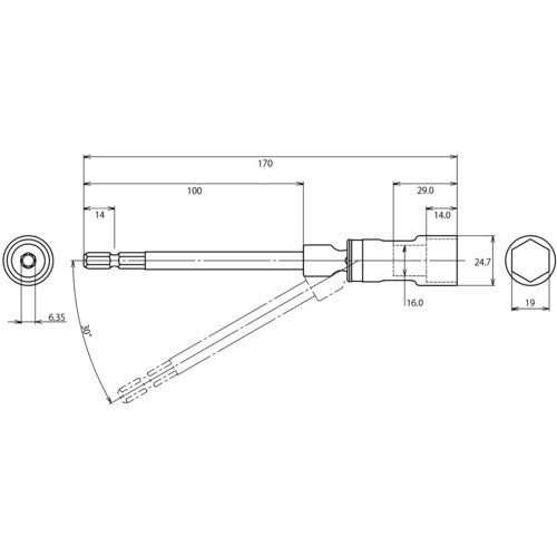 エビ　ユニバーサルロングソケット“ストロック”　６角　対辺１９ｍｍ　DSU19LS　1 個