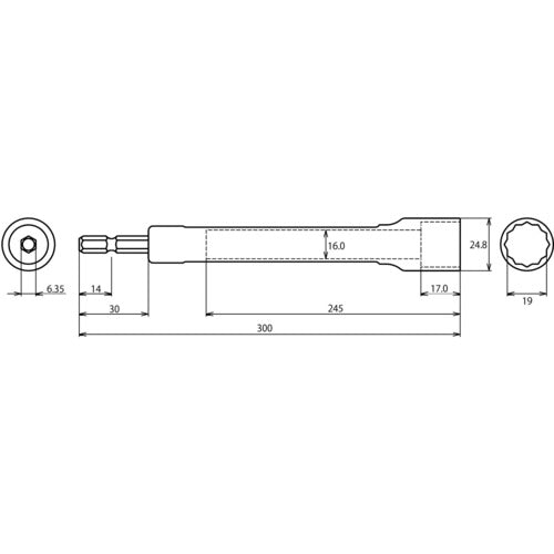 새우 스트록 경천 소켓 대변 19mm×300mm DSKT193 1개