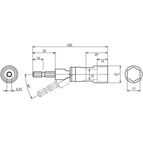 새우 유니버설 소켓 "스트록" 6각 대변 12mm DSU12S 1개