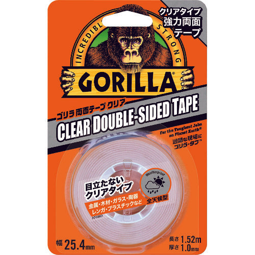 KURE Strong Double-Sided Tape Gorilla Double-Sided Tape Clear 25.4mm x 1.52m x Thickness 1.0mm NO1780 1 Roll