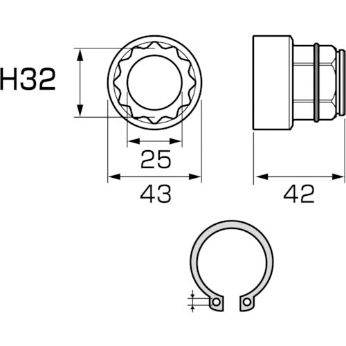 アネックス　オフセットアダプター３０ｍｍ　専用ソケット　Ｈ３２ｍｍ　AOA-3032　1 個