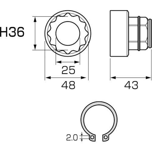 アネックス　オフセットアダプター３０ｍｍ　専用ソケット　Ｈ３６ｍｍ　AOA-3036　1 個