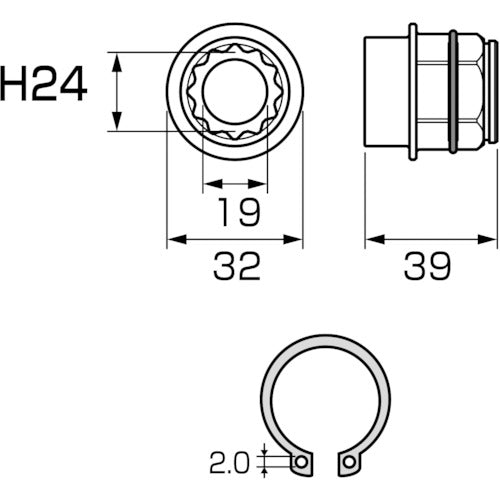 アネックス　オフセットアダプター３０ｍｍ　専用ソケット　Ｈ２４ｍｍ　AOA-3024　1 個