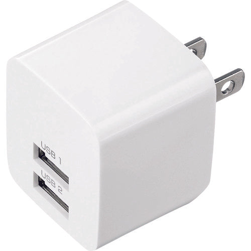 SANWA USB Charger (2 ports, total 2.4A, white) ACA-IP44W 1 piece